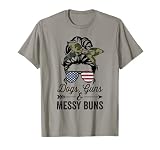 Funny Dogs Guns & Messy Buns - Womens Pro Gun Dog Lover T-Shirt