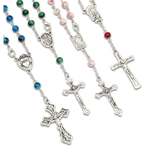 Juvale 24 Pack Mini Catholic Rosary Bracelet For Women And Men, Prayer Beads For Baptism Christening (8 Colors & Crucifix Designs) #TOP6