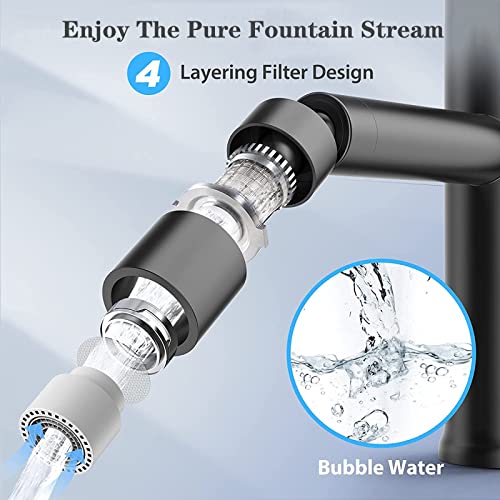 Wasserhahn Luftsprudler Aufsatz, 360 Grad Drehbar Doppelfunktion Wasserhahn-Strahlregler perlatoren für wasserhähne, Booster Dusche & Wassersparhahn für Küche Bad Waschbecken (Schwarz) - Image 5