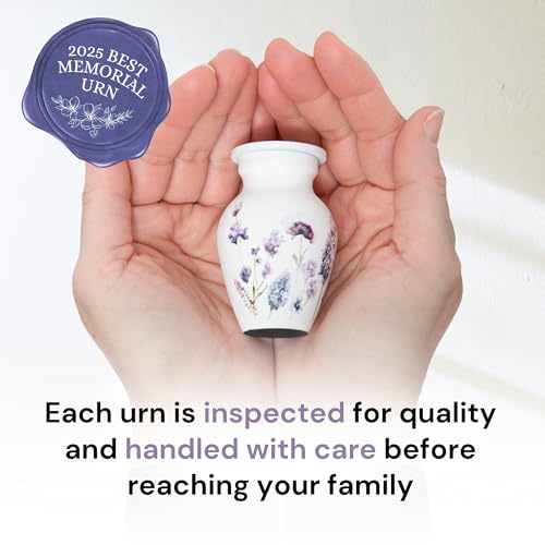 Image of Cremation Urns for Human Ashes Adult Female | Human Urn for Ashes for Women | Decorative for Cremation, Funeral, Burial, Home | Handcrafted Keepsake - Purple Flower
