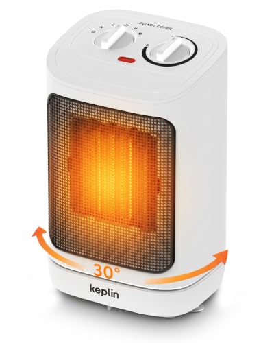 Image of Keplin 1500W Oscillating Ceramic Space Heater, Adjustable Thermostat, White