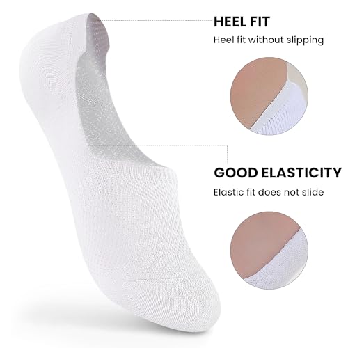 Image of No Show Socks Womens - 6 Pairs Cotton Ankle Socks for Women, Cushioned Low Cut Casual Sock Invisible Flat Boat Liner
