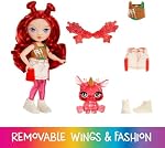 Rainbow High Littles Rainbow Fantasy Fairies + Pet – Apple, Red 5.5" Posable Small Doll & Fantasy Deer Pet with Interchangeable Fairy Wings, Kids Gift 4+