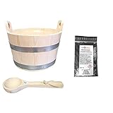 SudoreWell® Saunakübel aus Kiefernholz mit Einsatz und 2 Griffdauben 5,0 l Plus Saunakelle + 10g Mentholkristalle