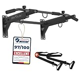 DH FitLife 4-in-1 Pull Up Bar Wall Mounted | Multifunctional Chin-Up Bar with Expansion Anchors for Home Gym | 6 Non-Slip Grips | 3 Hooks for Punch Bag & Suspension Trainer | Supports up to 200 kg