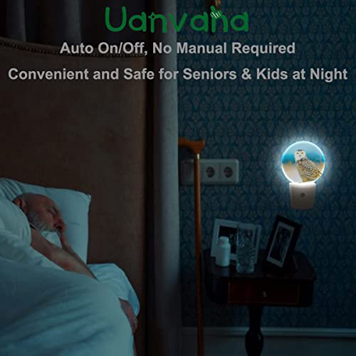 Image of Snowy Owl Night Lights Plug into Wall Bird in Wild LED Dusk to Dawn Plug-in Nightlight Auto Sensor for Bedroom Bathroom Hallway Living Room