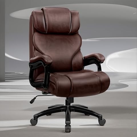 Office Chair, Ergonomic Big and Tall 500lbs Computer Desk Chairs, Heavy Duty Executive Breathable Leather Chair with Adjustable High Back, Lumbar Support Swivel PC Chair Cover