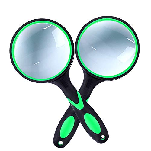 Magnifying Glass 10X Handheld Reading Magnifier, 65Mm Thicker Magnifying Glass Lens Magnifier Lens With Rubbery Frame Non-Slip Soft Handle For Newspaper Reading, Science For Seniors Kids (Green 2) #TOP6