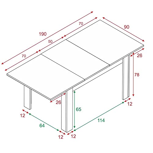 Miniatura 9 de Mobelcenter Mesa De Comedor Extensible Kendra Mesa De Salón O Cocina Acabado En Color Roble Canadian Y Blanco Artik Medidas: Ancho: 140-190 Cm X Fondo: 90 Cm X Alto: 78 Cm - 0904