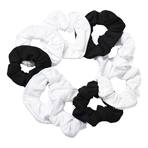 Motique 9-Pack Jersey Cotton Scrunchies (6 White, 3 Black)