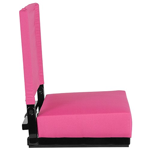Flash Furniture Grandstand Comfort Seats By Flash - Pink Stadium Chair - 500 Lb. Rated Folding Chair - Carry Handle - Ultra-Padded Seat #TOP5