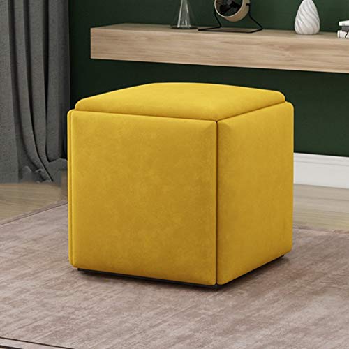 Ensemble de tabourets empilables 5 en 1 daim repose-pieds multicolore - 2