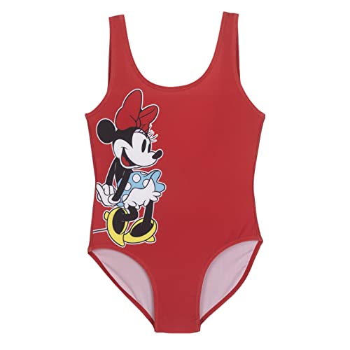 Disney Minnie Mouse Bañador Niña, Bañador Una Pieza para Niña, Diseño Clásico, Bañador Natación Infantil, Regalo para Niña, Talla 6 Años, Rojo