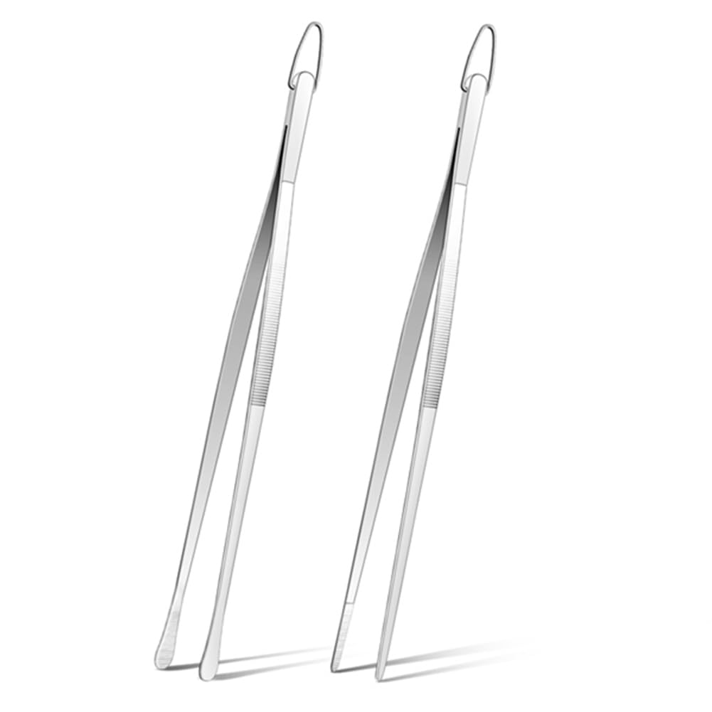 CTRLZS Kitchen Tweezers Tongs, Cooking Tweezers Stainless Steel -, Pasta, Plating and Pinching Delicate Small Pieces of Food