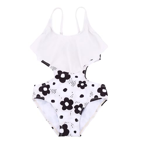 LIZENS One Piece Cut Out Swimsuit for Girls Swimwear with Ruffled Children Purple Bathing Suit