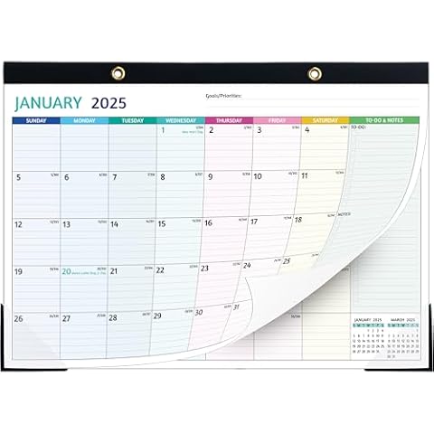 2025-2026 Desk Calendar – 18 Monthly Desk Calendar 2025-2026, JAN 2025 - JUN 2026, Large Desk Calendar, 17’’ x 12’’, 2025 Desk/Wall Calendar with To-do Lists, Desk Pad, Ruled Blocks, Corner Protectors Cover