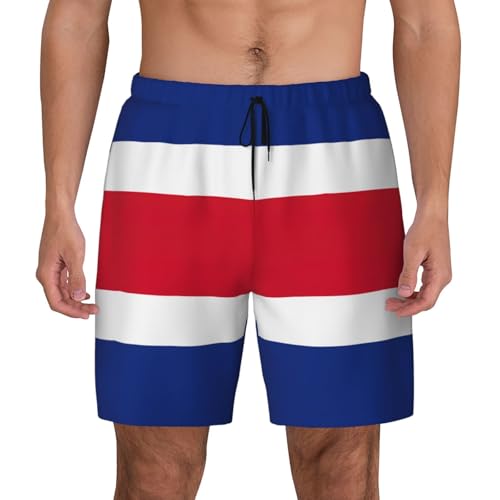 Flag of Costa Rica Breathable Fit Trends Men's Swim Trunks Board Short with Waist Elastic Band Swimming Trunks