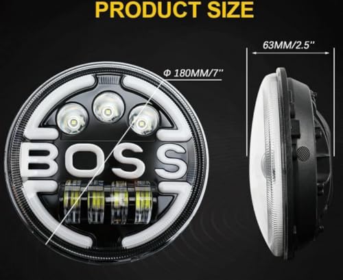 Image of BOSS LED Headlight for Royal enfield Bullet classic-350, Classic-500, Bullet Electra, DRL and Turn Signal