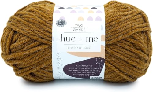 Image of Lion Brand Hue + Me Yarn for Knitting, Crocheting, and Crafting, Bulky and Thick, Soft Acrylic and Wool Yarn, Arrowwood, (5-Pack)