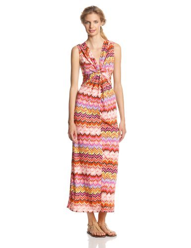 NY Collection Women's Sleeveless Knot-Front Maxi Dress