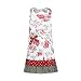 Floral Pattern Three Ruffles Kid Girl Apron,100% Cotton Children Apron,Practical Front Pockets Kitchen Apron Great Gift for Kid Girl Daughters (Red Flower & White Background)