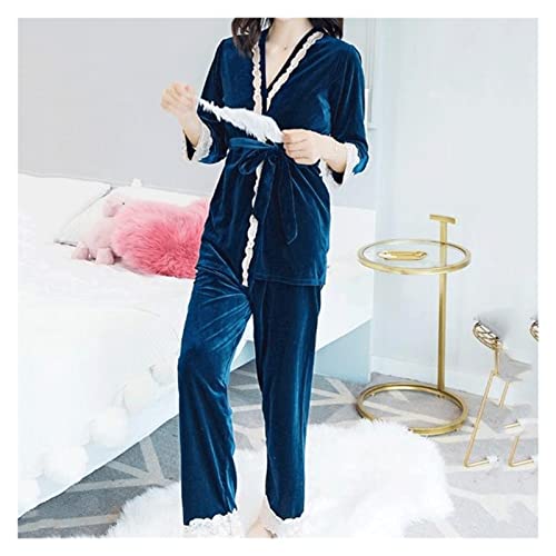 Pyjama pour femme ensemble de pantalon long et vêtements d'intérieur en velours chaud