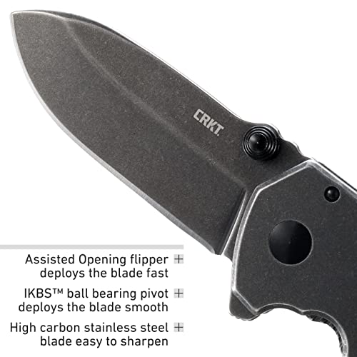 CRKT Faca de bolso dobrável de lula: faca utilitária compacta EDC: abertura assistida, lâmina de bor