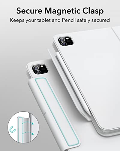 Esr Rebound Magnetic Keyboard Case, Ipad Case With Keyboard Compatible With Ipad Pro 12.9, Easy-Set Floating Cantilever Stand, Precision Multi-Touch Trackpad, Multi-Color Backlit Keys, White #TOP7