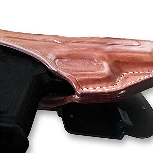 Premium Leather Owb Paddle Holster With Thumb Break Fits, Kahr K9/P40/Cw40/P45/Cw45, Pm9, Pm45, P380, Cm9, Right Hand Draw, Brown Color (Kahr K9/P40/Cw40/P45/Cw45) #1112# #TOP3