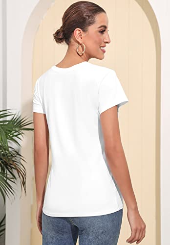 Mangdiup Women's Modal Crewneck Short Sleeve T-Shirt Basic Tee Tops (Modal White-Medium) #TOP3