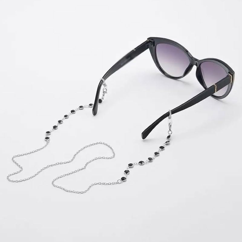 Black Crystal Eyeglass Chains Metal Glasses Chain Hanging Neck Versatile Small Beads Eyewear Accessories