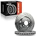 A-Premium 12.76 inch (324mm) Front Drilled and Slotted Disc Brake Rotors Compatible with Select Nissan and Infiniti Models - 350Z 2003-2008, G35 2003-2004, 2-PC Set