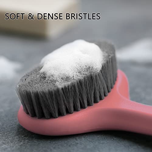 Upgraded Bath Body Brush with Comfy Bristles Long Handle Gentle Exfoliation Improve Skin's Health and Beauty Bath Shower Wet or Dry Brushing Body Brush (14 inch, Light Coral) - Thumbnail 2