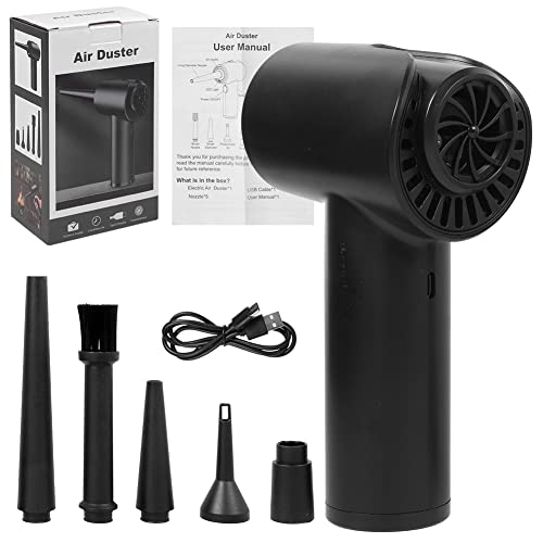 Compressed Air Duster, Cordless Electric Air Blower, 51000Rpm Handheld Keyboard Cleaner, Car Pc Air Dusters Replace Canned Air Duster, With 5X Nozzle And Usb Cable #TOP6