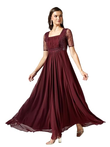 Robe longue femme col carré demi-manches vêtement été chic décontracté