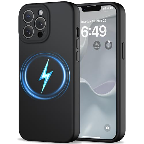 Coque silicone iPhone 13 Pro compatible MagSafe HOOMIL avec doublure microfibre noir