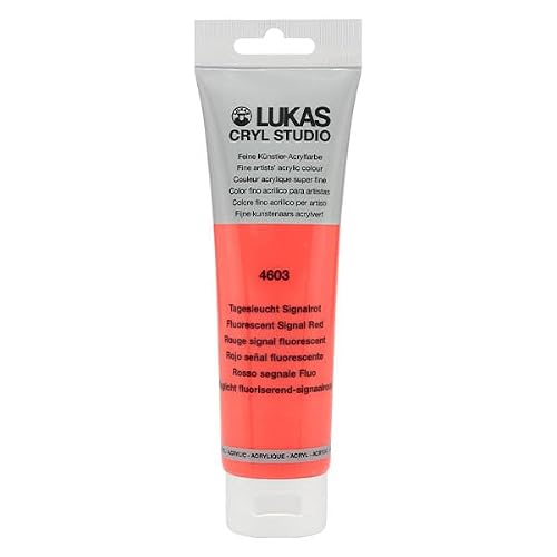 Lukas CRYL Studio Artist Acrylic Paint, Fluorescent Signal Red, 125 ml Tube - High Pigment Acrylic Paints for Canvas Painting, Large Scale Works - Medium-Viscosity, Water-Mixable, Fast Drying