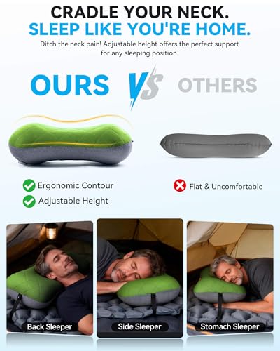 Image of Hikenture Camping Pillow with Removable Cover - Ultralight Inflatable Pillow for Neck Lumber Support - Upgrade Backpacking Pillow - Washable Travel Air Pillows for Camping, Hiking, Backpacking