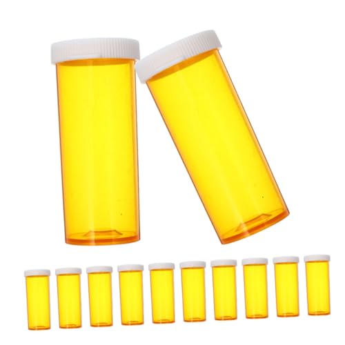CIYODO 12個 小型錠剤装瓶 透明オレンジ色プラスチック製 収納ケース 用バイアル 入れ 携帯用トラベルピルバイアル 剤保管用軽量容器
