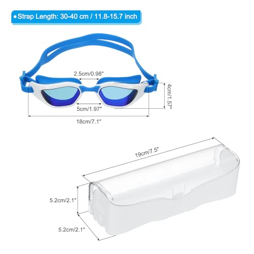 PATIKIL Gafas de Natación Polarizadas Unisex, Anti-Vaho, Resistentes a los Rayos Solares, sin Fugas, con Caja de Almacenamiento para Hombres, Mujeres, Adultos y Adolescentes, Blanco/Azul - imagen 2