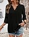 Rapbin 3/4 Length Sleeve Womens Tops Plus Size Fashion V Neck Work Tops for Women 2026 Business Casual Womens Professional Business Flattering Outfits 3XL Black