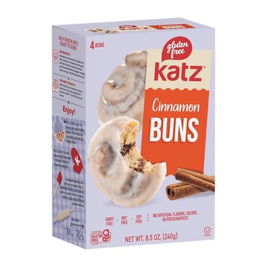Katz Gluten Free Cinnamon Buns. Fresh Baked Buns Made With Real Cinnamon and Covered In A Sweet Glaze. Grain Free. Tree Nut Free, Peanut Free. Dairy Free. Soy Free. Kosher. 4 Individually Wrapped Cinnamon Buns 8.5 oz. (Pack of 1)