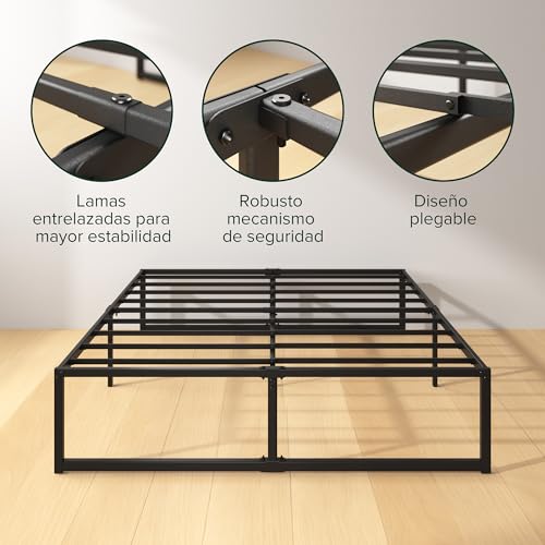 Miniatura 6 de Zinus Lorelai Somier 135x190 Cm - Altura 36 Cm - Base Cama Matrimonio En Acero - Láminas De Metal - Montaje Fácil- Espacio De Almacenamiento - Negro