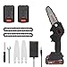 Price comparison product image Mini Cordless Chainsaw Electric 4inch Handheld Chainsaw Portable 24V Rechargeable LED Light One-handed Lightweight Pruning Shears Chainsaw with 2 Battery and 4 Chain with Baffle (Black-1)