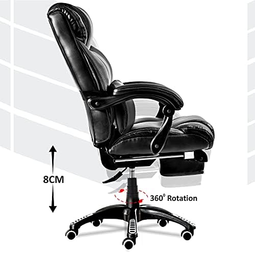 Blisswood Executive Office Chair With Footrest & Lumbar Support Ergonomic Recliner Computer Desk Chair Adjustable Back Rest Heavy Duty 360° Swivel Gaming Chair Black for Home Office with Tilt Function