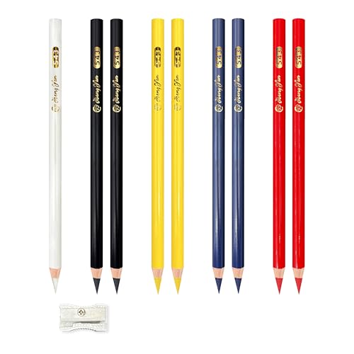 FloraVigo 9 Stück Schneiderkreide, Schneiderkreidestift, Stoffkreide Nähkreide, Nähen Bleistift, Stoff Marker Stift für Schneiderei Nähen Notizen Basteln (2 Rot 2 Blau 2 Gelb 2 Schwarz 1 Weiß)