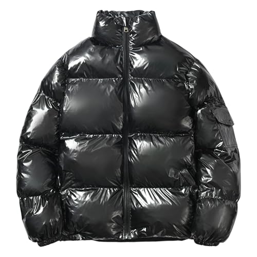 Bomber corto da uomo con zip metallizzata lucida lucida piumino