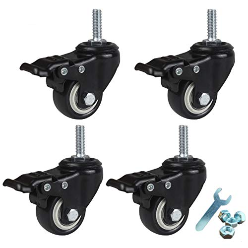 Roulettes pivotantes lot de 4 roues filetees M8 pour meuble charge 140kg