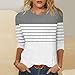 3/4 Length Sleeve Womens Tops Summer Three Quarter Striped Shirts Plus Size Trendy Casual Loose Fit Soft Blouse Tees B-Gray