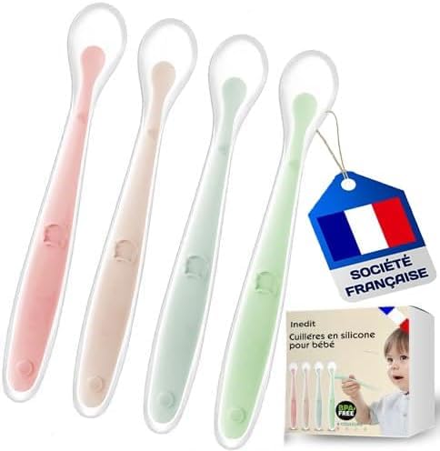 Cuillères Bébé NumNum - Silicone Souple - Pour Début Diversification - Dès 6 Mois - Apprentissage Autonomie